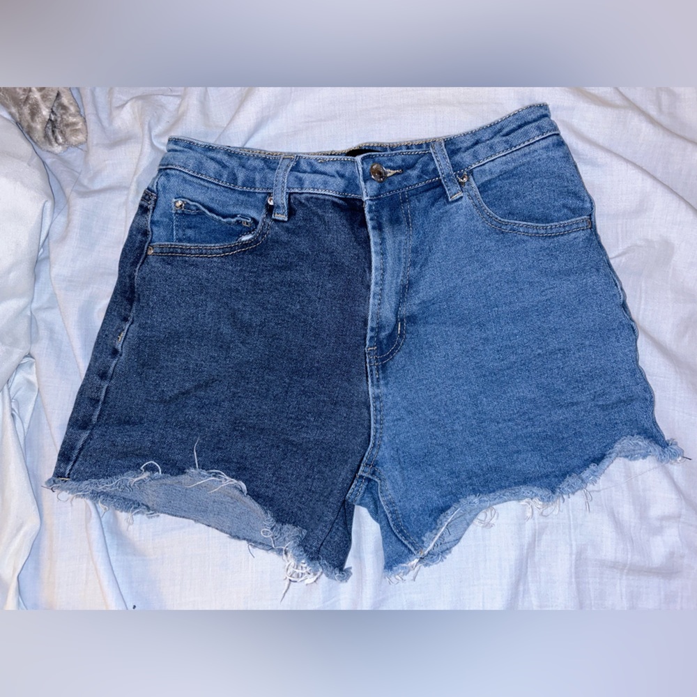 Two-Tone Jean Boyfriend Shorts
